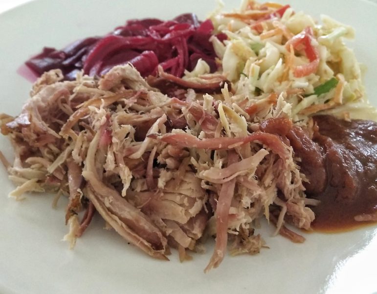 Pulled pork with pickled beetroot and coleslaw 