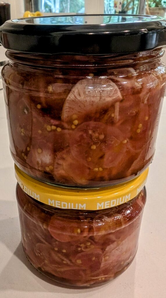 Radish relish jars