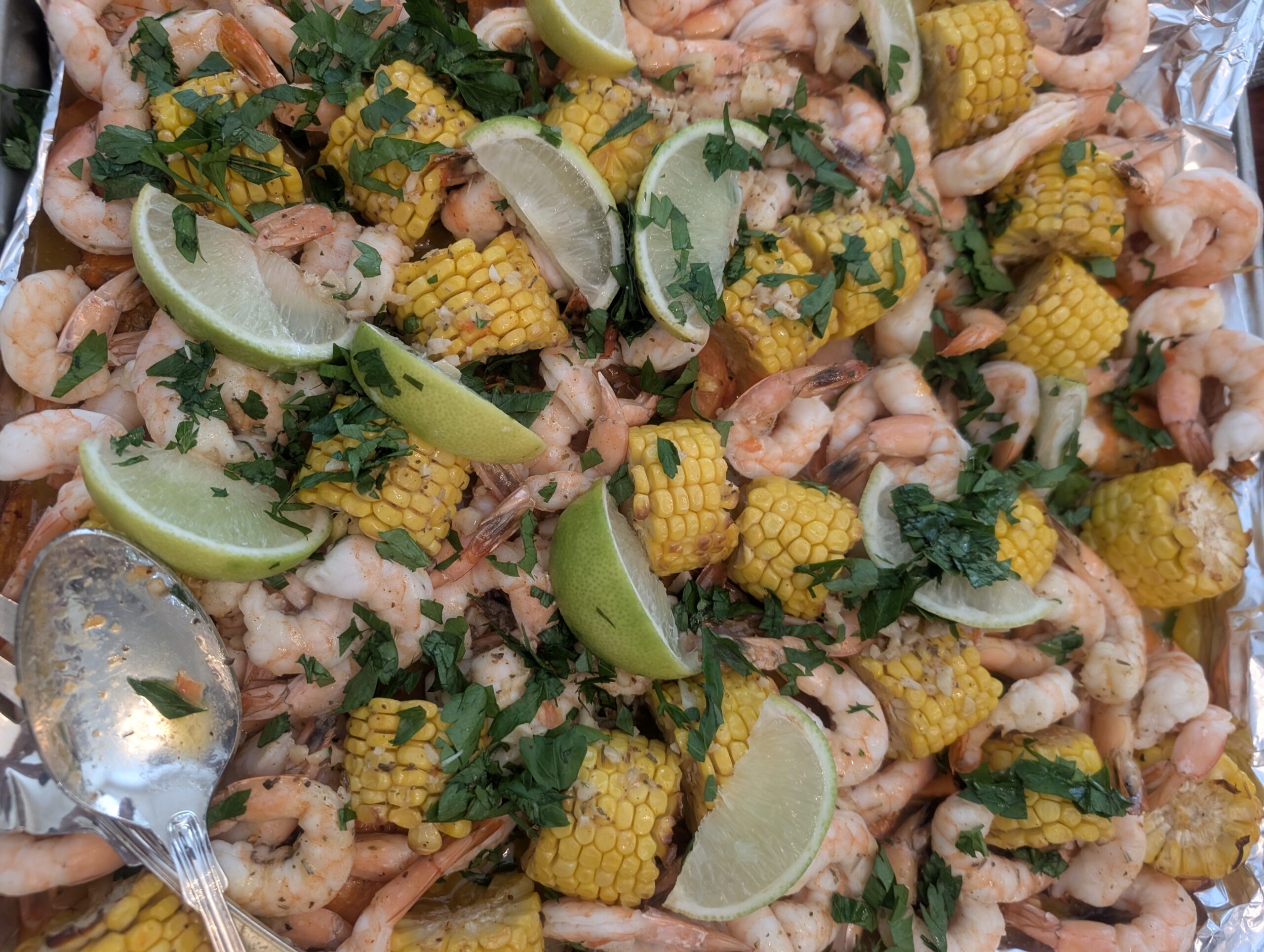 SWEET POTATO, PRAWN AND CORN TRAY BAKE