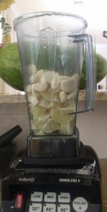 blending the garlic and lemon