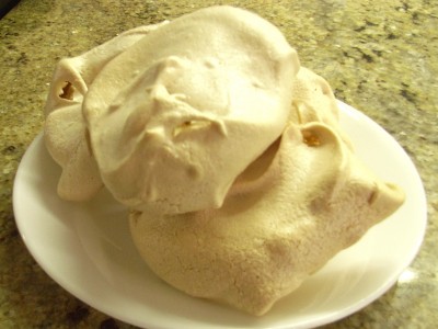 Meringue made with brown sugar.